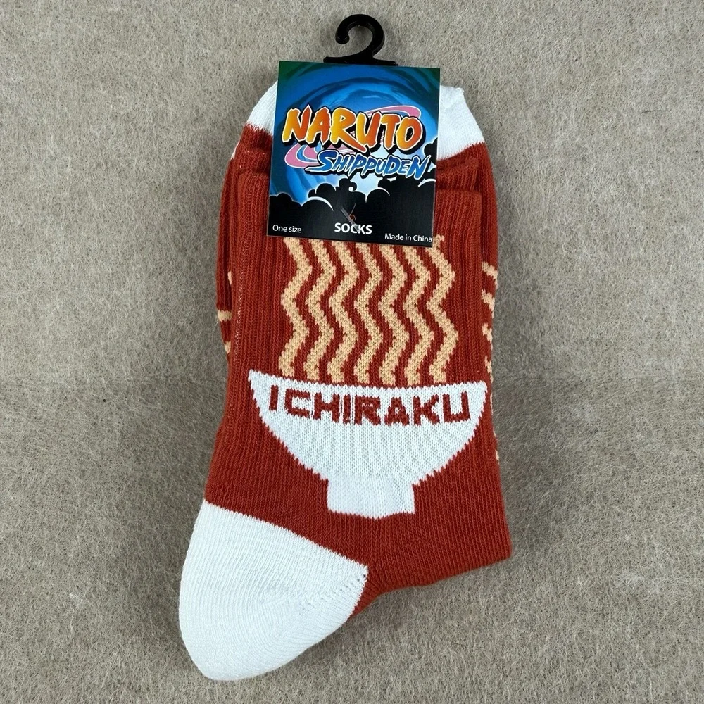 Naruto Shippuden Ichiraku Ramen Socks Ripple Junction Anime Red Crew One Size‎